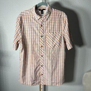 Alaskan Hardgear Orange & Grey Plaid Short-Sleeve Button-Up SZ Med